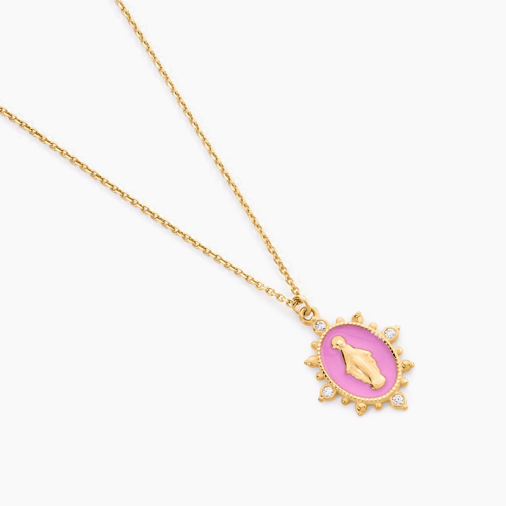 Pendentif Febo Argent Dor&eacute; A L'Or 750/1000 Oxyde De Zirconium - Pendentifs Communion Femme | Histoire d&rsquo;Or