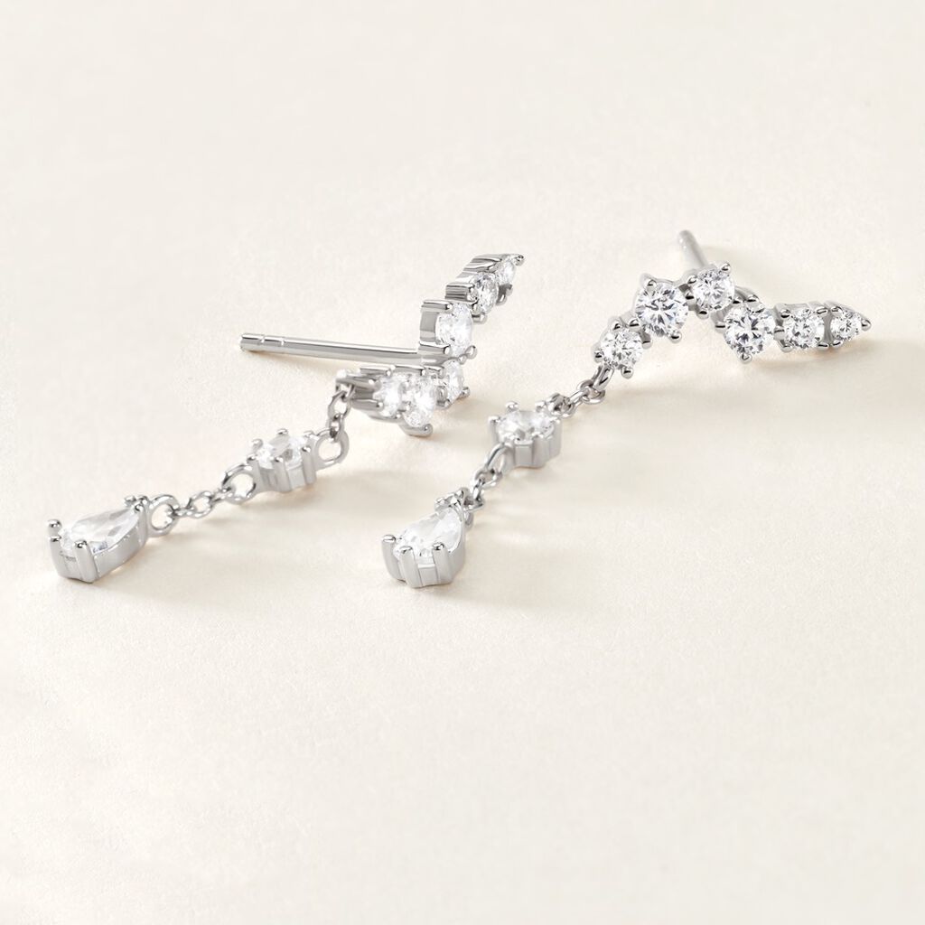 Boucles D'oreilles Pendantes Lir Argent Blanc Oxyde De Zirconium - Boucles d'oreilles fantaisie Femme | Histoire d’Or