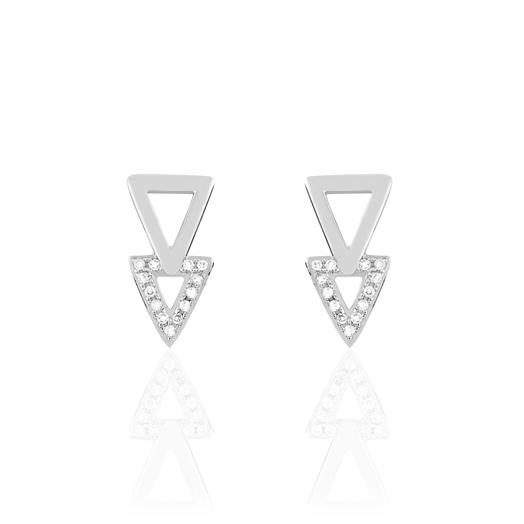 Boucles D'oreilles Puces Joy Or Blanc Diamant - Clous d'oreilles Femme | Histoire d’Or