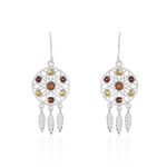 Boucles D'oreilles Argent Blanc Lorena Ambre - Boucles d'oreilles pendantes Femme | Histoire d&rsquo;Or