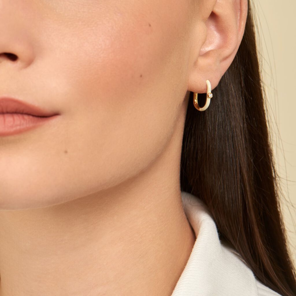 Créoles Infini Pop Argent Jaune Oxyde De Zirconium - Boucles d'oreilles créoles Femme | Histoire d’Or