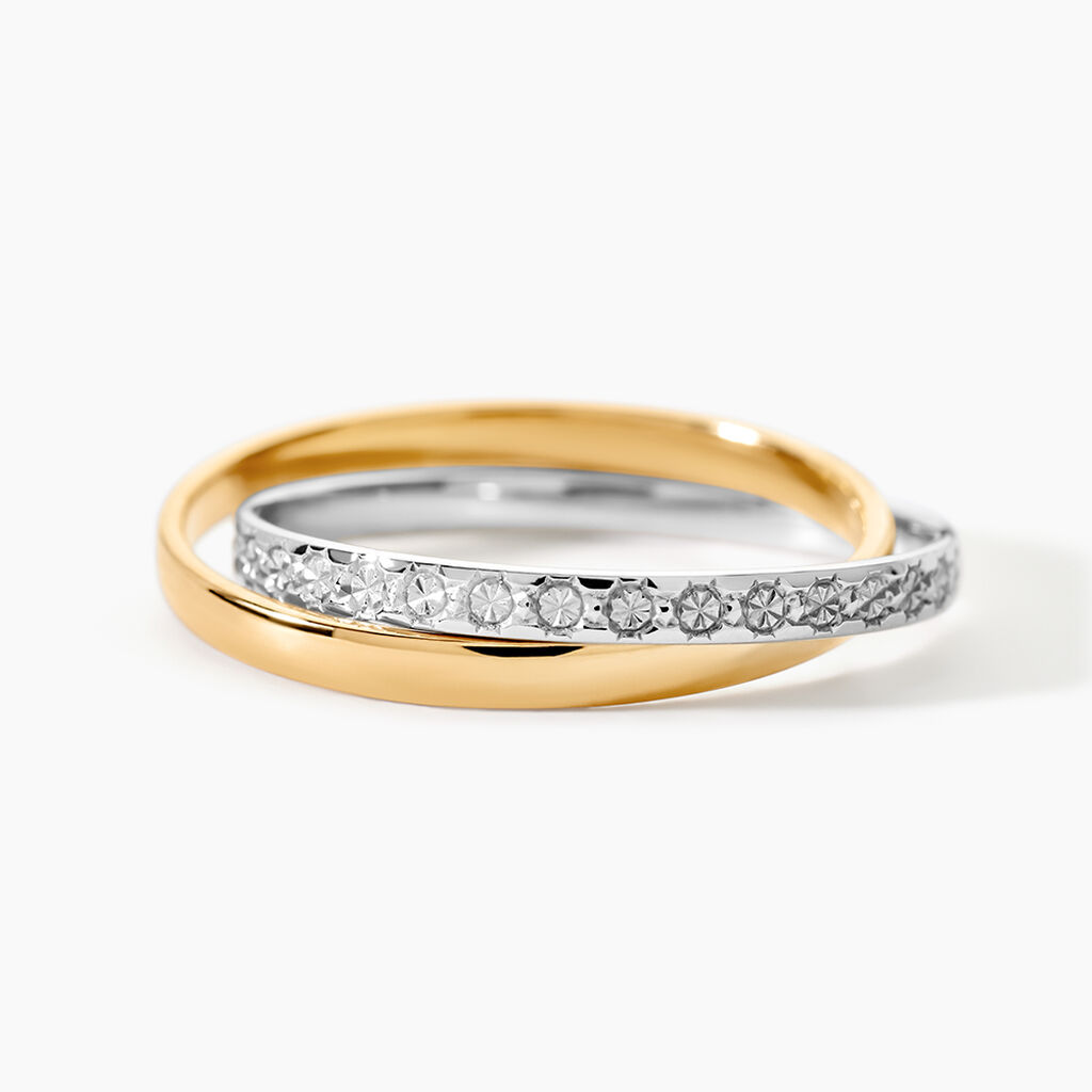 Alliance Double Anneaux Ruban Plat Or Bicolore - Alliances Unisex | Histoire d&rsquo;Or
