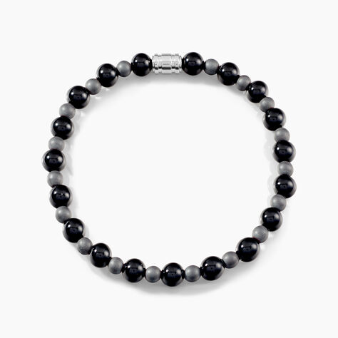 Bracelet Younes Acier Argenté Agate Hématite - Nouveautés Homme | Histoire d’Or