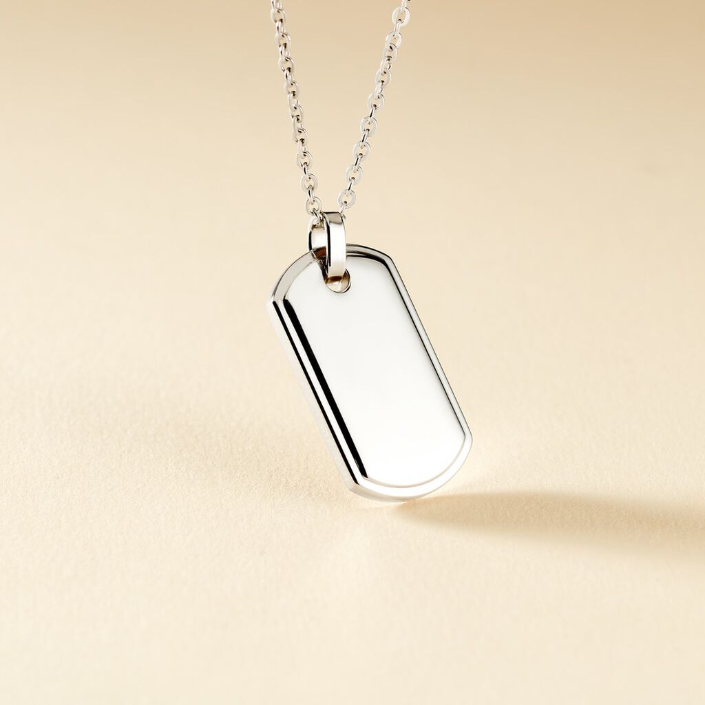 Collier Eutrope Acier Blanc - Bijoux sans pierre Homme | Histoire d&rsquo;Or