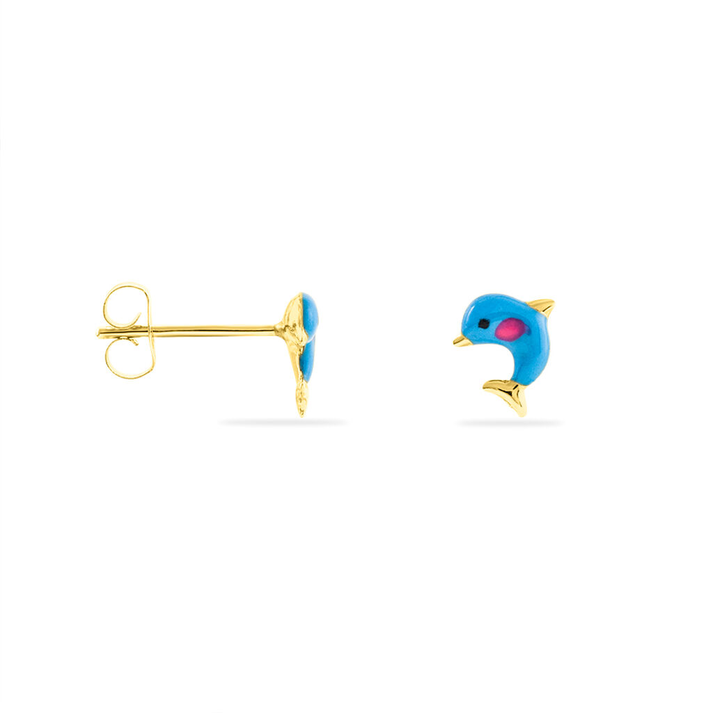 Boucles D'oreilles Puces Mael Dauphin Or Jaune - Clous d'oreilles Enfant | Histoire d’Or