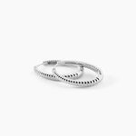 Cr&eacute;oles Ribbed Argent Blanc - Boucles d'oreilles cr&eacute;oles Femme | Histoire d&rsquo;Or