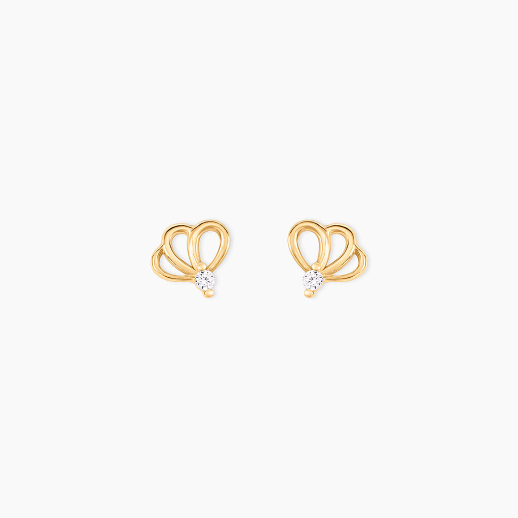 Boucles D'oreilles Puces Edvige Fleur Or Jaune Oxyde De Zirconium - Clous d'oreilles Femme | Histoire d&rsquo;Or
