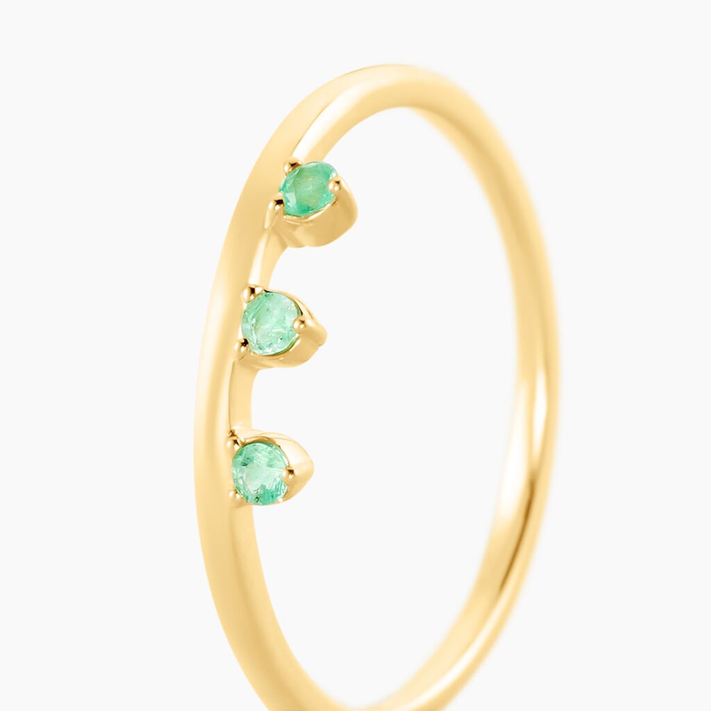 Bague Green Peas Or Jaune Emeraude - Bagues avec pierre Femme | Histoire d&rsquo;Or