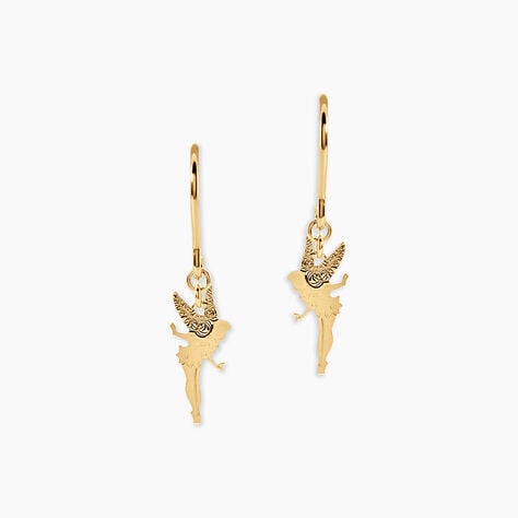 Boucles D'Oreilles Pendantes Fee Argent Dor&eacute; A L'Or 750/1000 - Boucles d'oreilles fantaisie Enfant | Histoire d&rsquo;Or