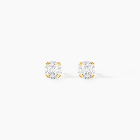 Boucles D'oreilles Puces Eddie Or Jaune Oxyde De Zirconium - Clous d'oreilles Femme | Histoire d&rsquo;Or
