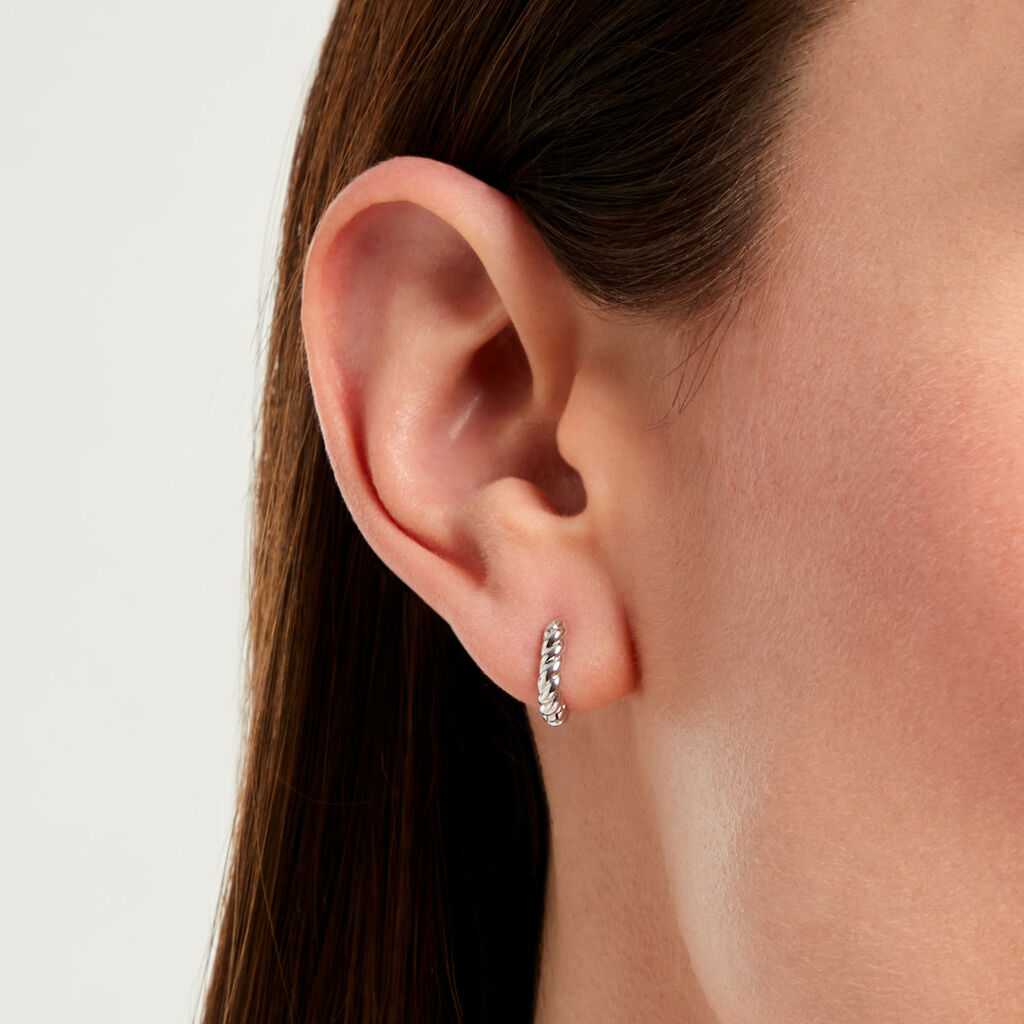 Cr&eacute;oles Hari Argent Blanc - Boucles d'oreilles cr&eacute;oles Femme | Histoire d&rsquo;Or