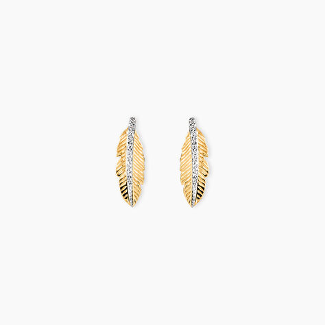 Boucles D'oreilles Puces Paola Or Jaune Diamant - Clous d'oreilles Femme | Histoire d&rsquo;Or