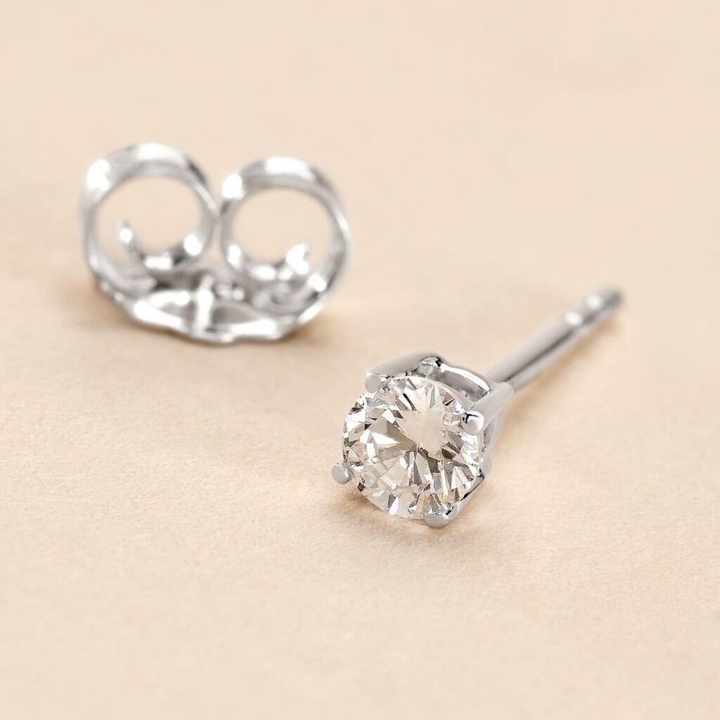 Boucle D'oreille Puce Unitaire Victoria Or Blanc Diamant - Clous d'oreilles Famille | Histoire d’Or