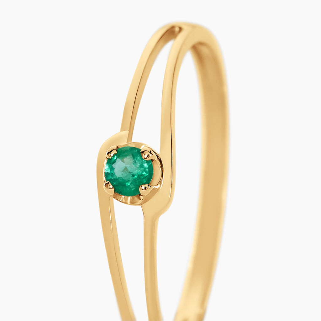 Bague Alisha Or Jaune Emeraude - Bagues solitaires Femme | Histoire d’Or
