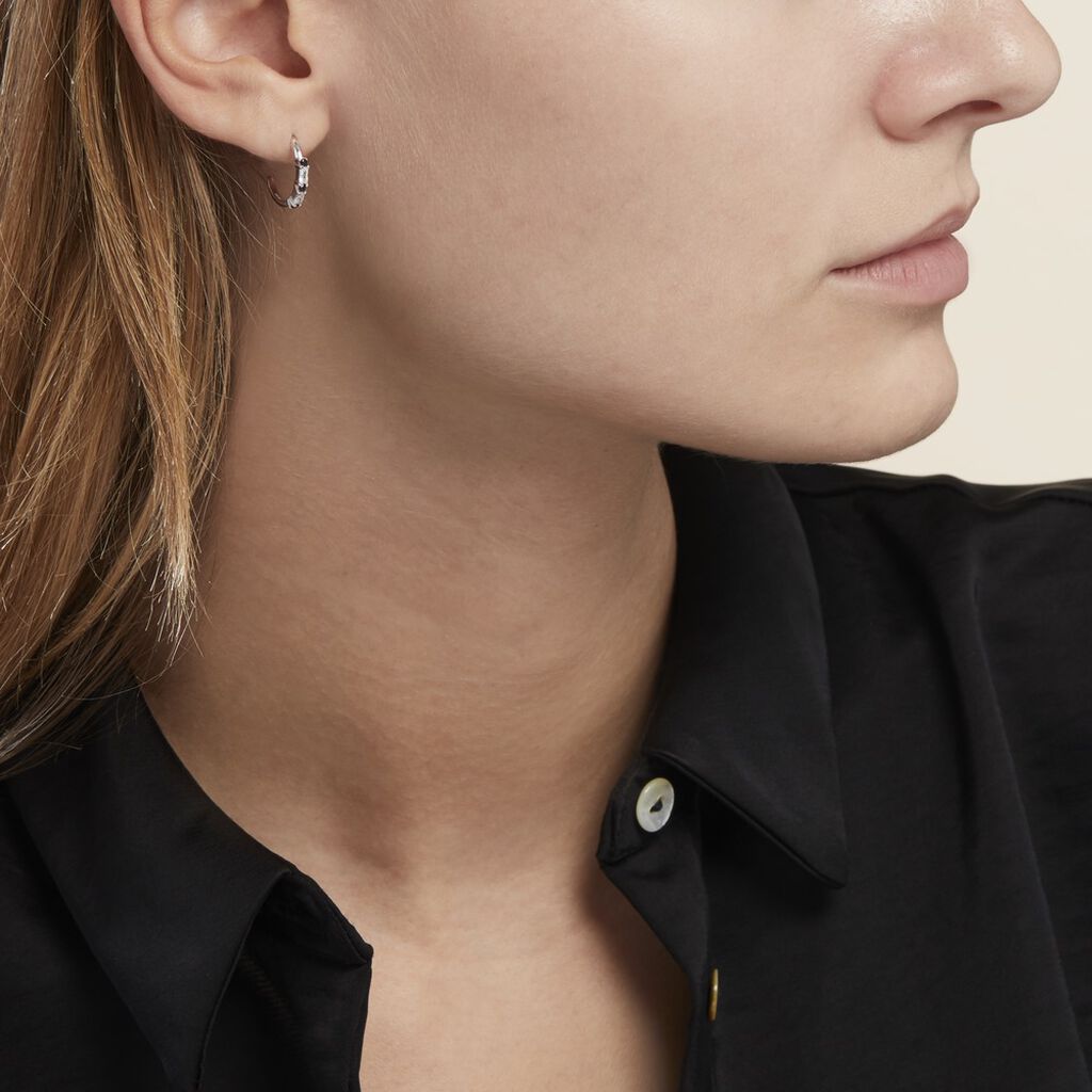Créoles Adriana Argent Blanc Oxyde De Zirconium - Boucles d'oreilles créoles Femme | Histoire d’Or