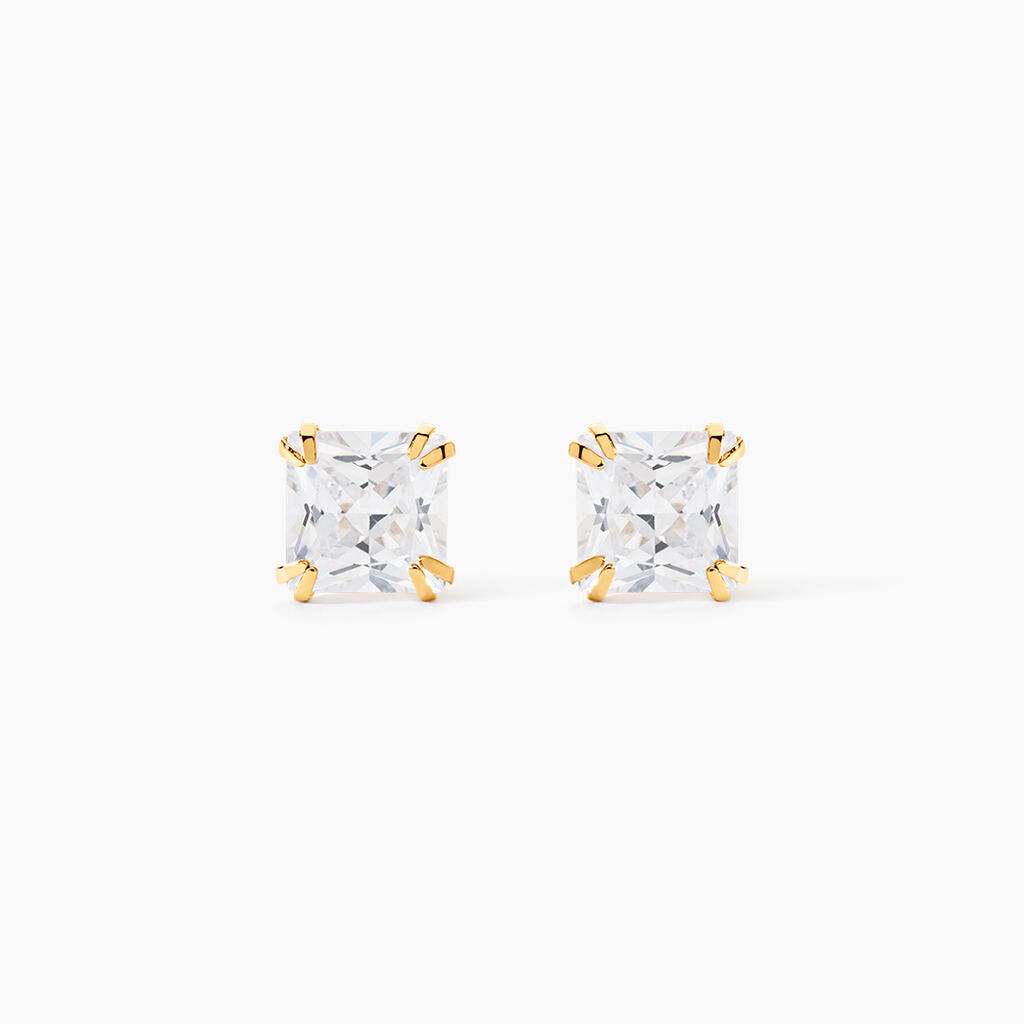 Boucles D'oreilles Puces Or Jaune Doreen Oxydes De Zirconium - Clous d'oreilles Famille | Histoire d&rsquo;Or