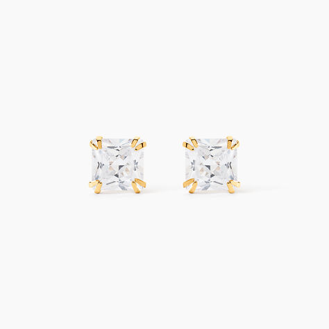 Boucles D'oreilles Puces Or Jaune Doreen Oxydes De Zirconium - Clous d'oreilles Famille | Histoire d&rsquo;Or