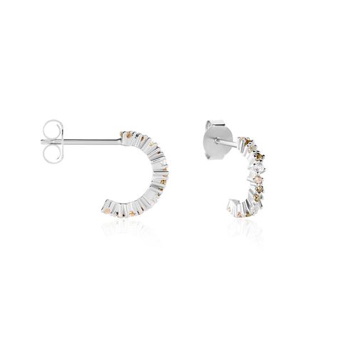 Créoles Indy Argent Blanc Oxyde De Zirconium - Boucles d'oreilles créoles Femme | Histoire d’Or