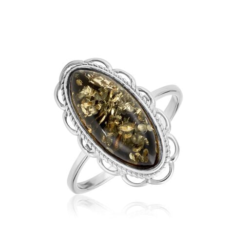 Bague Reetta Argent Blanc Ambre - Bagues avec pierre Femme | Histoire d’Or