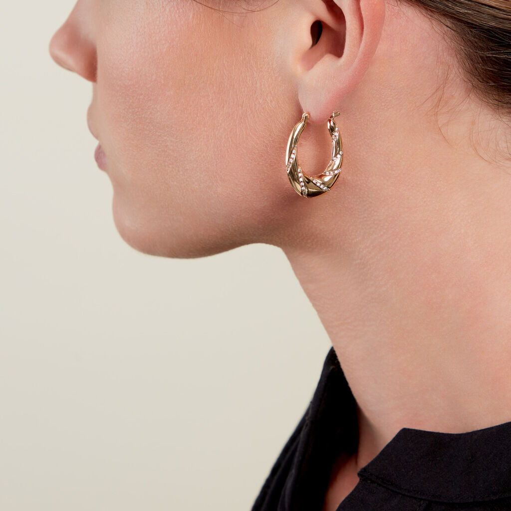 Créoles Olynda Plaqué Or Doré Oxyde De Zirconium - Boucles d'oreilles créoles Femme | Histoire d’Or