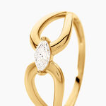Bague Morgiane Argent Dor&eacute; A L'Or 750/1000 Oxyde De Zirconium - Bagues solitaires Femme | Histoire d&rsquo;Or