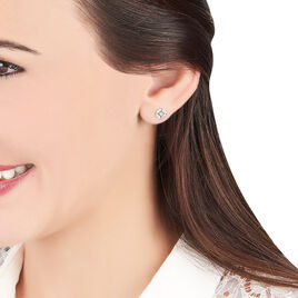 Boucles D'oreilles Puces Mila Or Blanc Oxyde De Zirconium - Clous d'oreilles Femme | Histoire d’Or