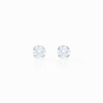 Boucles D'oreilles Puces Eddie Or Blanc Oxyde De Zirconium - Clous d'oreilles Femme | Histoire d&rsquo;Or