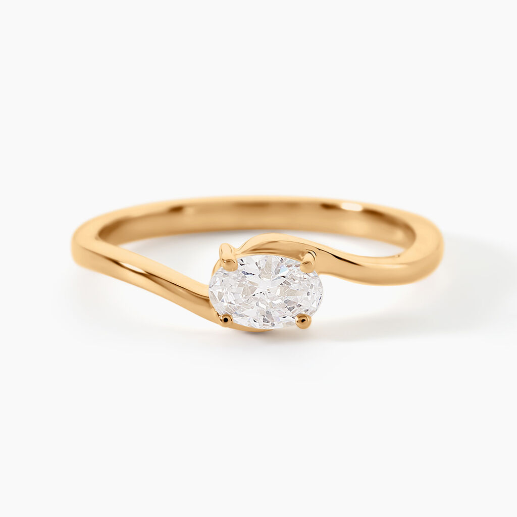 Bague Diandra Plaqu&eacute; Or Jaune Oxyde De Zirconium - Bagues solitaires Femme | Histoire d&rsquo;Or