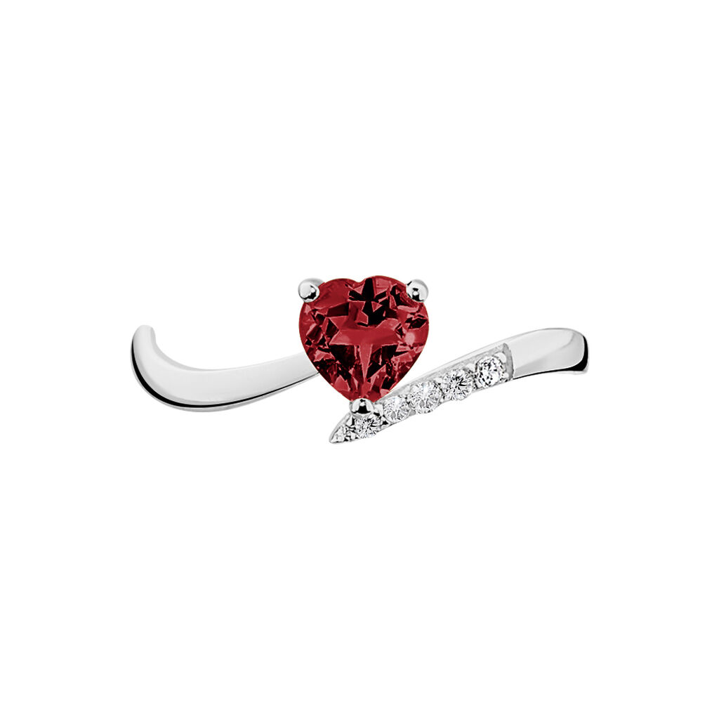Bague Eva Or Blanc Grenat Et Diamant - Bagues solitaires Femme | Histoire d’Or