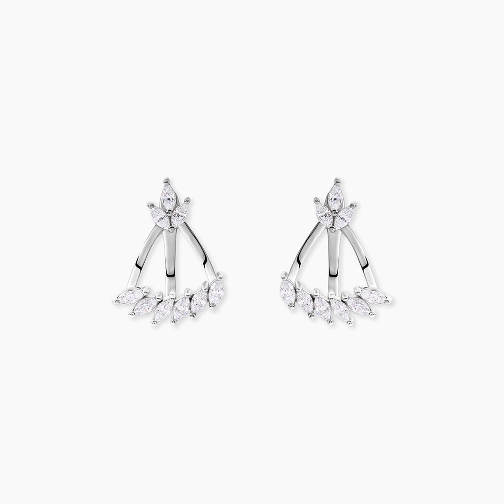 Boucles D'Oreilles Puces Tapis Rouge Argent Blanc Oxyde De Zirconium - Boucles d'oreilles fantaisie Femme | Histoire d&rsquo;Or