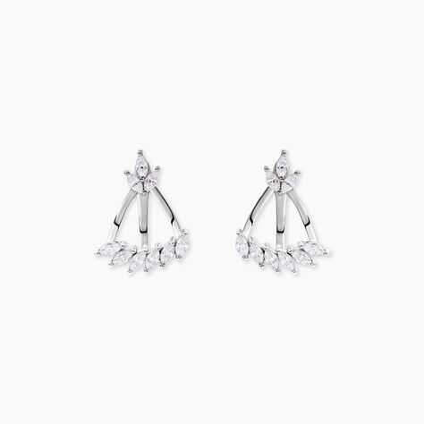 Boucles D'Oreilles Puces Tapis Rouge Argent Blanc Oxyde De Zirconium - Boucles d'oreilles fantaisie Femme | Histoire d&rsquo;Or