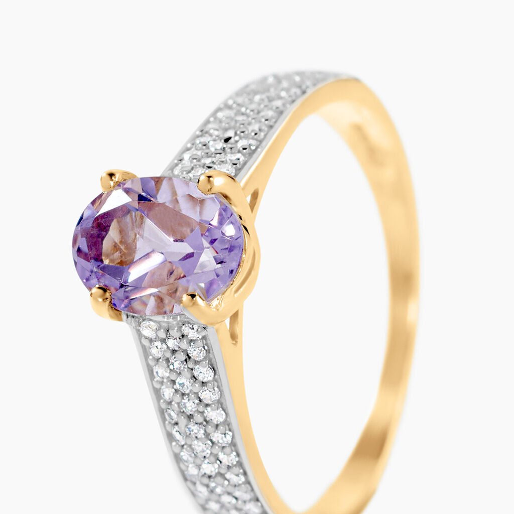Bague Solitaire Crista Or Jauneamethyste Et Oxyde - Bagues solitaires Femme | Histoire d&rsquo;Or