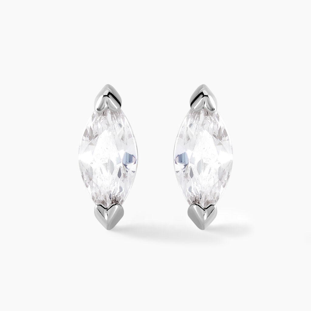 Boucles D'oreilles Puces Eclat D'Aurore Argent Blanc Oxydes De Zirconium - Boucles d'oreilles fantaisie Femme | Histoire d&rsquo;Or
