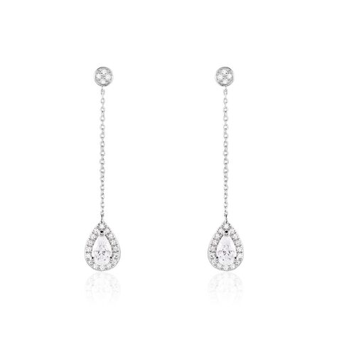 Boucles D'oreilles Pendantes Searlas Or Blanc Oxyde De Zirconium - Boucles d'oreilles pendantes Femme | Histoire d’Or