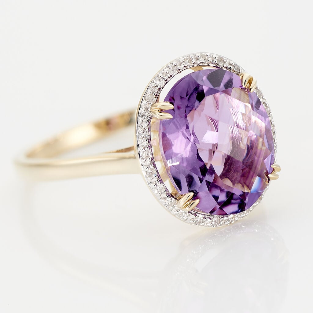 Bague Anna Or Jaune Amethyste Et Oxyde De Zirconium - Bagues solitaires Femme | Histoire d&rsquo;Or