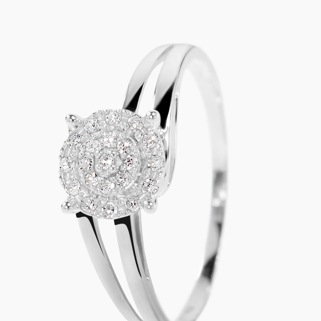 Bague Or Blanc Rosalane Diamants - Bagues avec pierre Femme | Histoire d&rsquo;Or