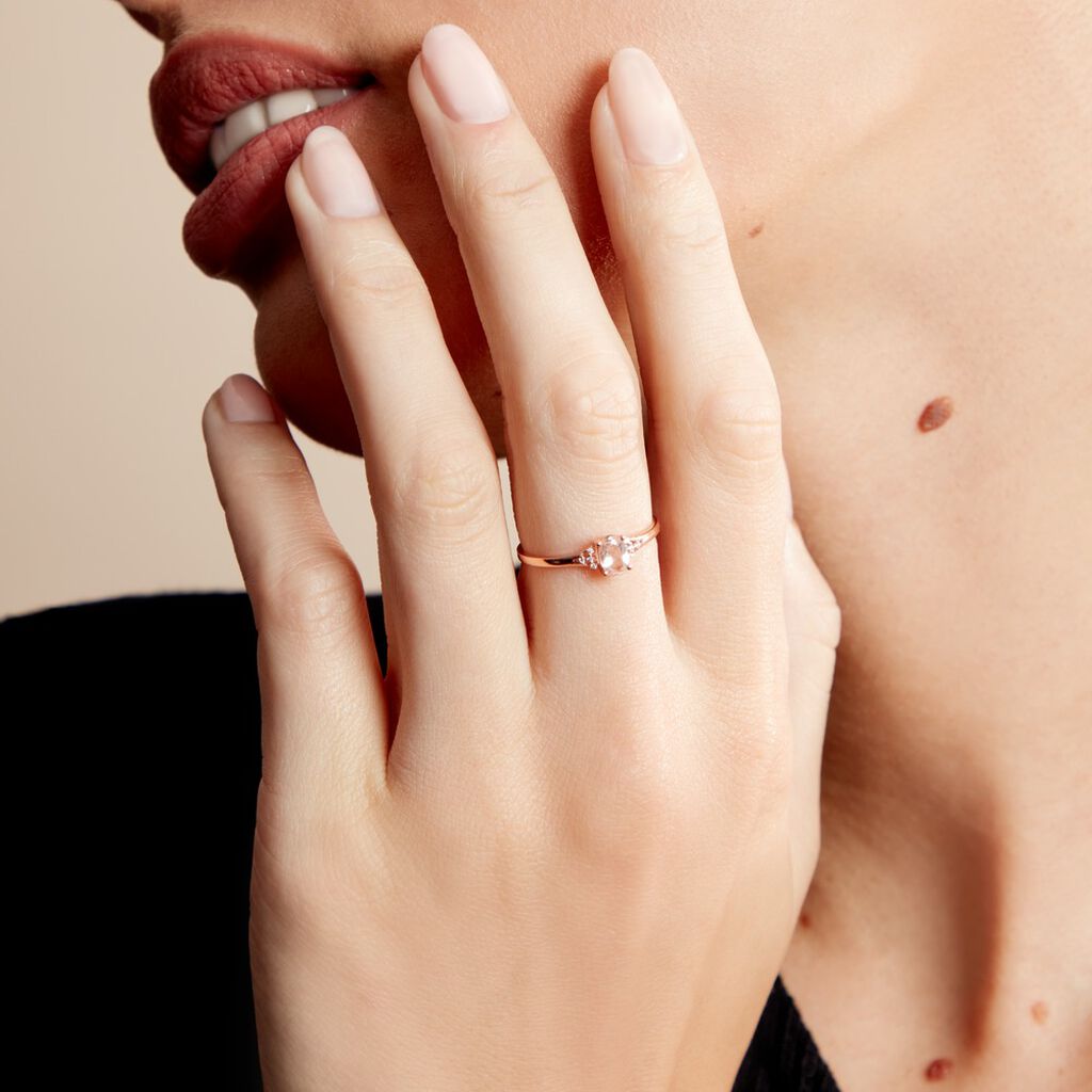 Bague Urbaine Or Rose Morganite Et Oxyde De Zirconium - Bagues solitaires Femme | Histoire d’Or