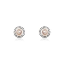 Boucles D'oreilles Puces Mathie Argent Blanc Perle De Culture Et Oxyde - Boucles d'oreilles fantaisie Femme | Histoire d’Or
