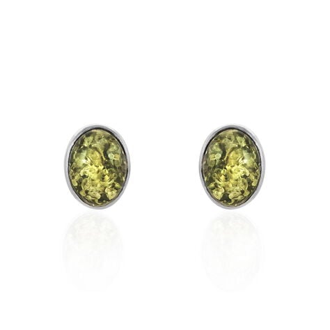 Boucles D'oreilles Puces Argent Blanc Anise Ambre - Boucles d'oreilles fantaisie Femme | Histoire d’Or