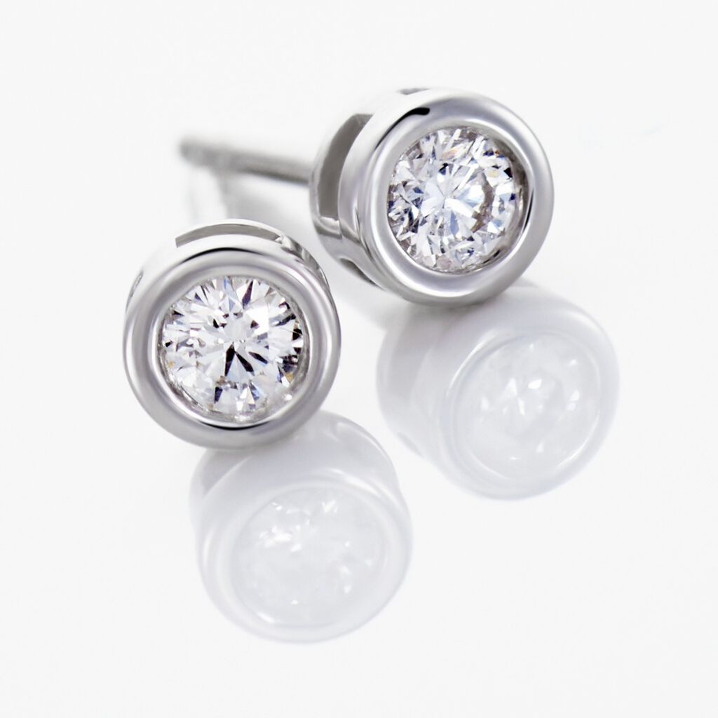 Boucles D'oreilles Puces Or Blanc Agota Diamants - Clous d'oreilles Femme | Histoire d&rsquo;Or