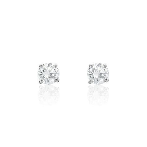 Boucles D'oreilles Puces Or Blanc Katherina Oxyde De Zirconium - Clous d'oreilles Femme | Histoire d’Or