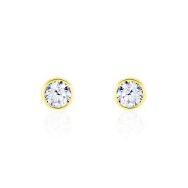 Boucles D'oreilles Puces Daria Serti Clos Or Jaune Oxyde De Zirconium - Clous d'oreilles Femme | Histoire d’Or