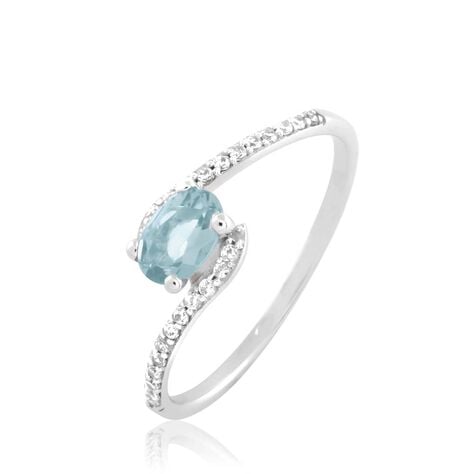 Bague Loriane Or Blanc Aigue Marine Et Oxyde De Zirconium - Bagues solitaires Femme | Histoire d&rsquo;Or