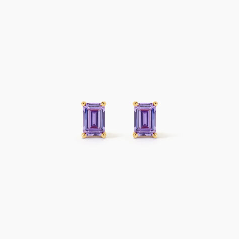 Boucles D'Oreilles Puces Emilian Argent Dor&eacute; A L'Or 750/1000 Oxyde De Zirconium - Clous d'oreilles Femme | Histoire d&rsquo;Or
