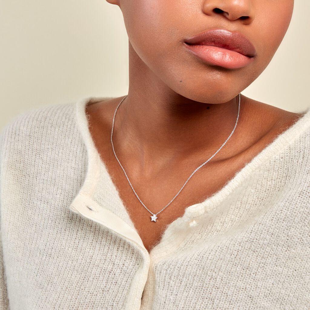 Collier Taona Argent Blanc Oxyde De Zirconium - Colliers fantaisie Femme | Histoire d’Or