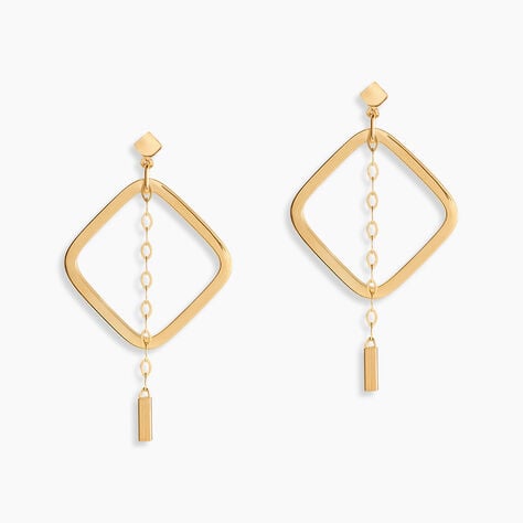 Créoles Elyette Carre Ajoure Or Jaune - Boucles d'oreilles créoles Femme | Histoire d’Or