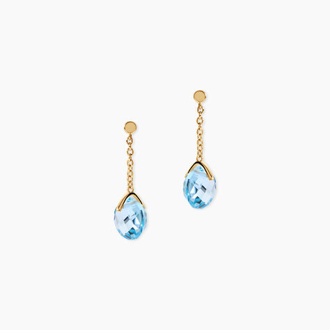 Boucles D'Oreilles Pendantes Ludmille Argent Dor&eacute; A L'Or 750/1000 Topaze - Boucles d'oreilles pendantes Femme | Histoire d&rsquo;Or