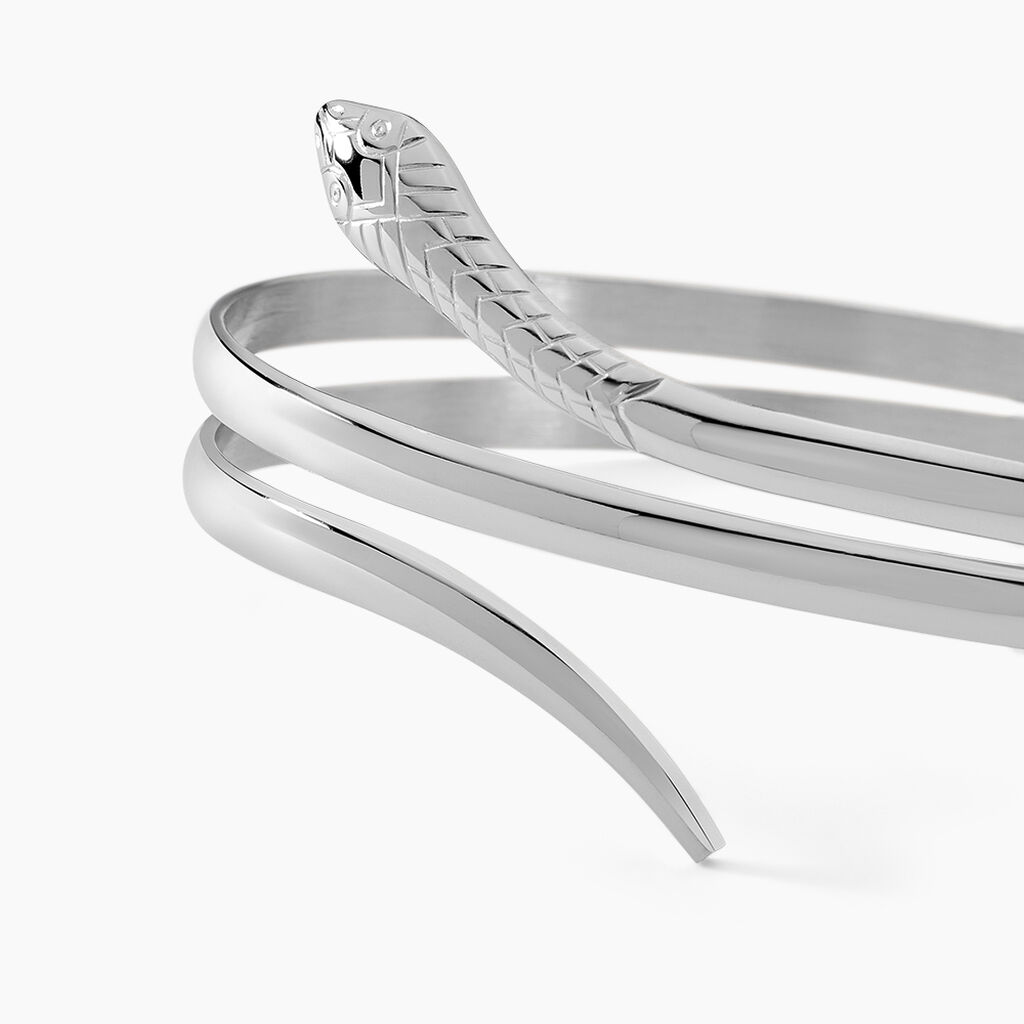 Bracelet Jonc Solitaae Argent Blanc - Bracelets joncs Femme | Histoire d’Or