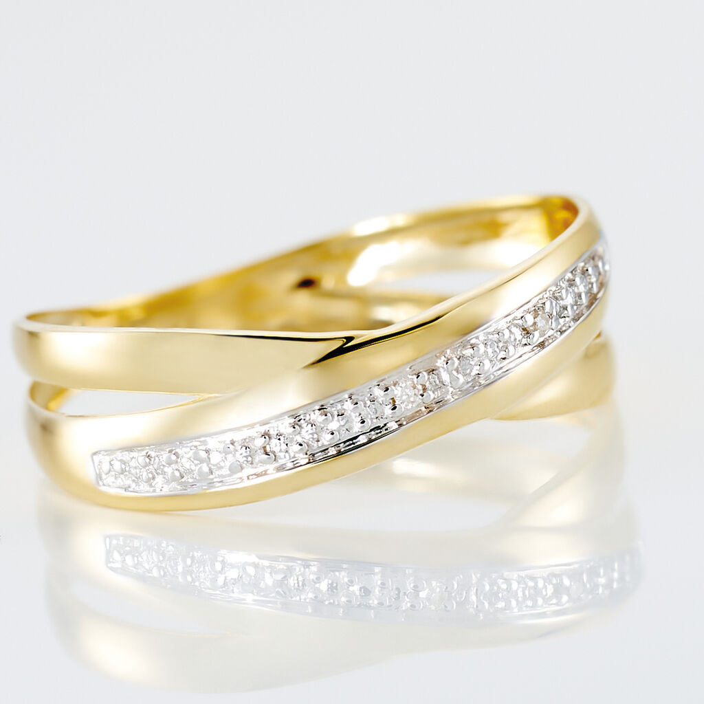 Bague Croisee Or Jaune Diamant - Bagues avec pierre Femme | Histoire d’Or