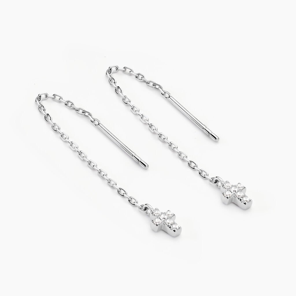 Boucles D'oreilles Pendantes Siem Argent Blanc Oxyde De Zirconium - Boucles d'oreilles fantaisie Femme | Histoire d’Or
